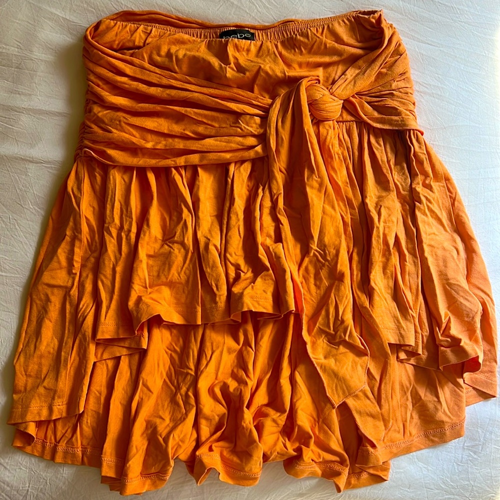 Vintage Bebe High Low Bow Wrap Skirt